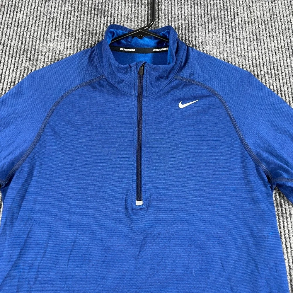 Nike Pullover Wool Shirt Mens Small Blue‎ Long Sleeve 1/4 Zip Running Workout
